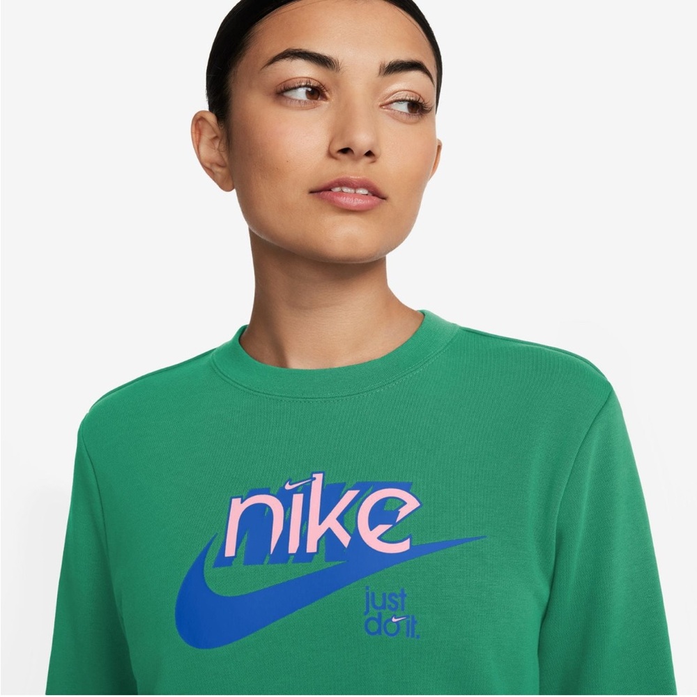 Nike Women's Green and Blue Logo‎ Sweatshirt